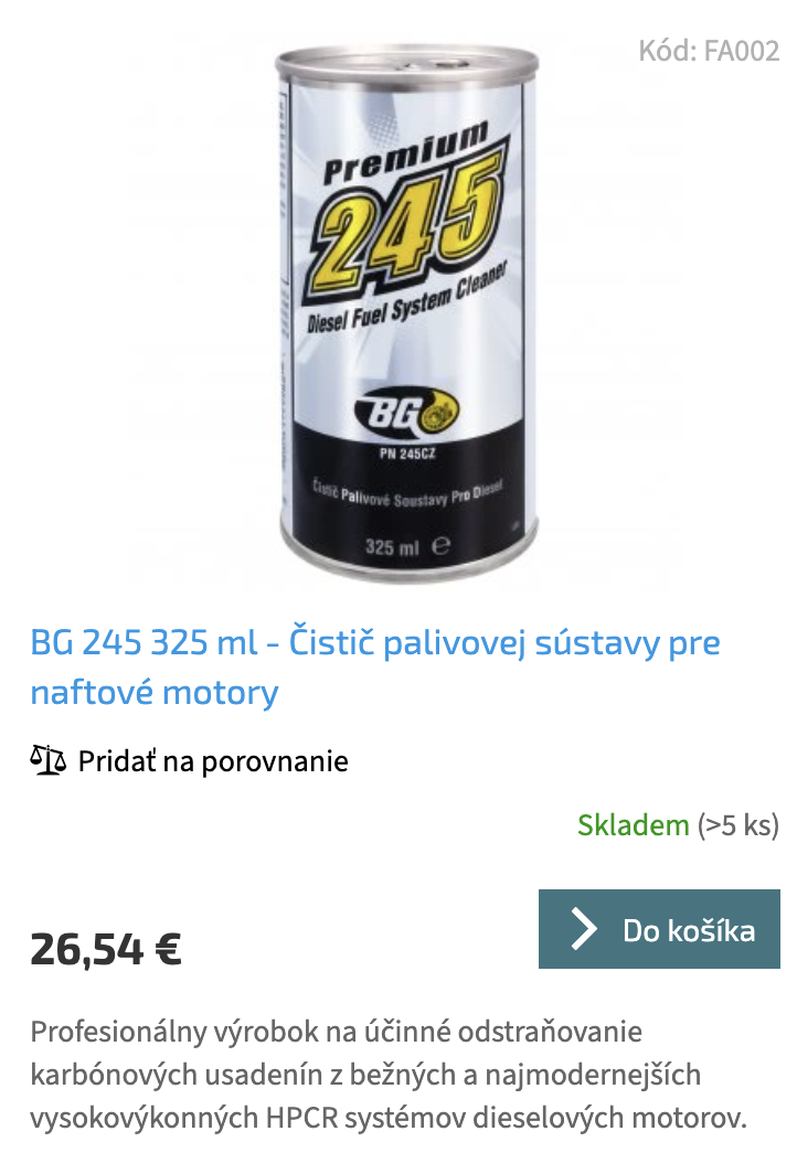 Čistič palivovej sútavy - nafta